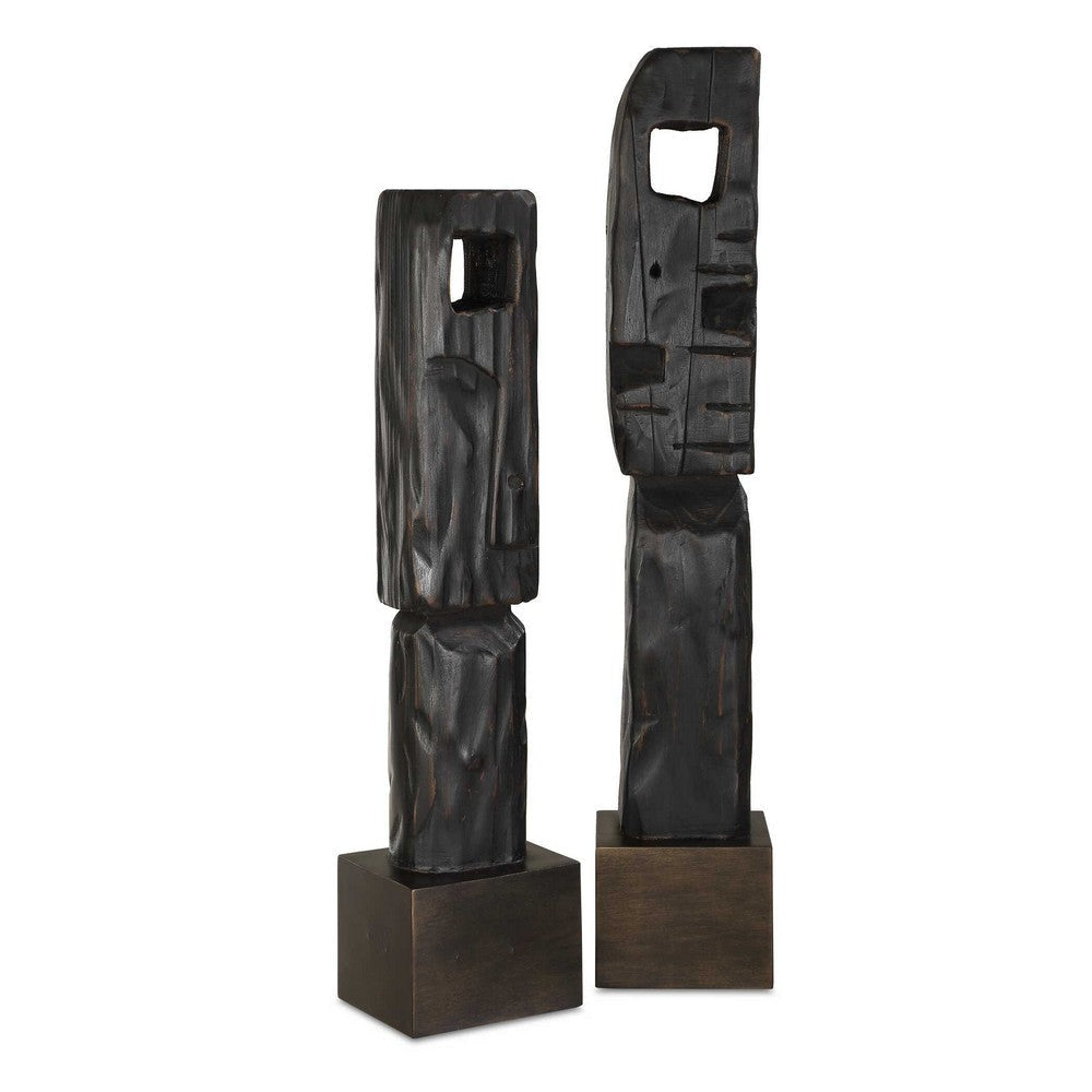 Uttermost Cipher Black Wood Totems Set/2 UT-18282