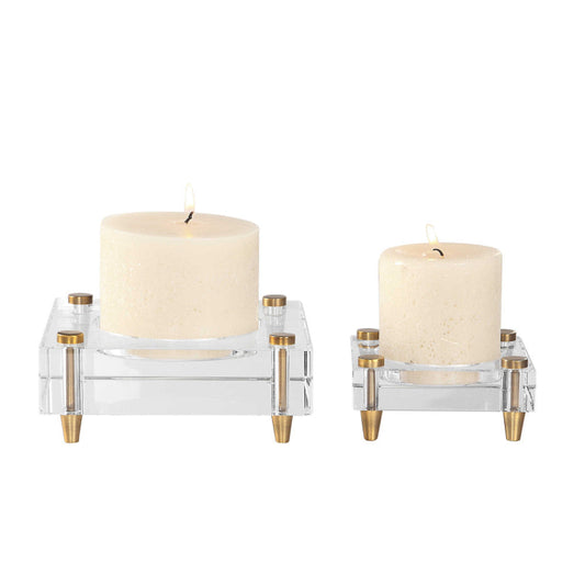 Uttermost Claire Crystal Block Candleholders, S/2 By Casagear Home