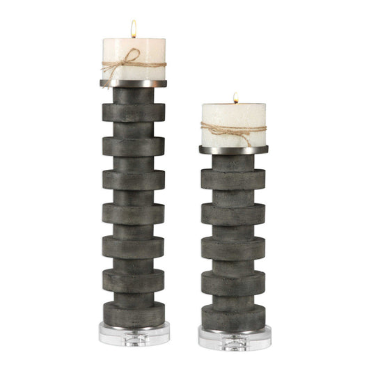 Uttermost Karun Concrete Candleholders S/2 By Casagear Home