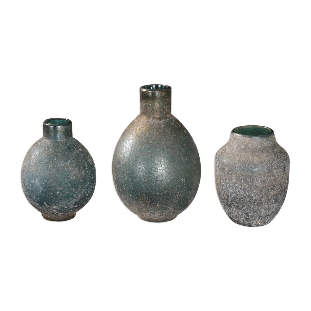 Uttermost Mercede Weathered Blue-Green Vases S/3 By Casagear Home