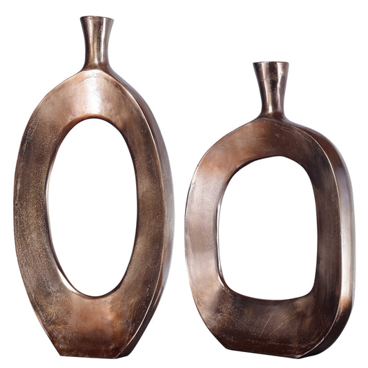 Uttermost Kyler Textured Bronze Vases Set/2 By Casagear Home