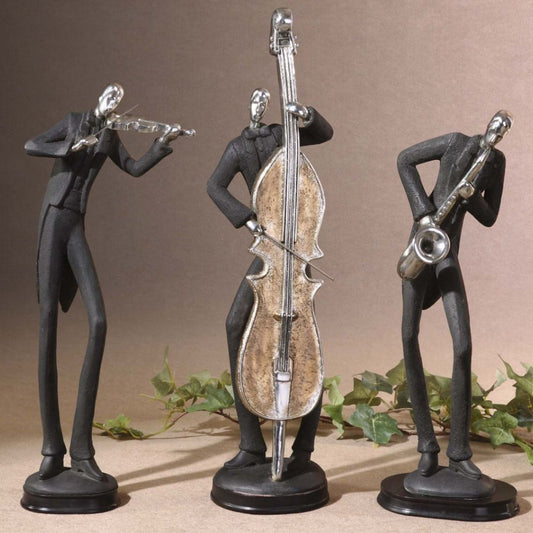 Uttermost Jazz Music 18" High Metal Musician Table Sculptures Set of 3