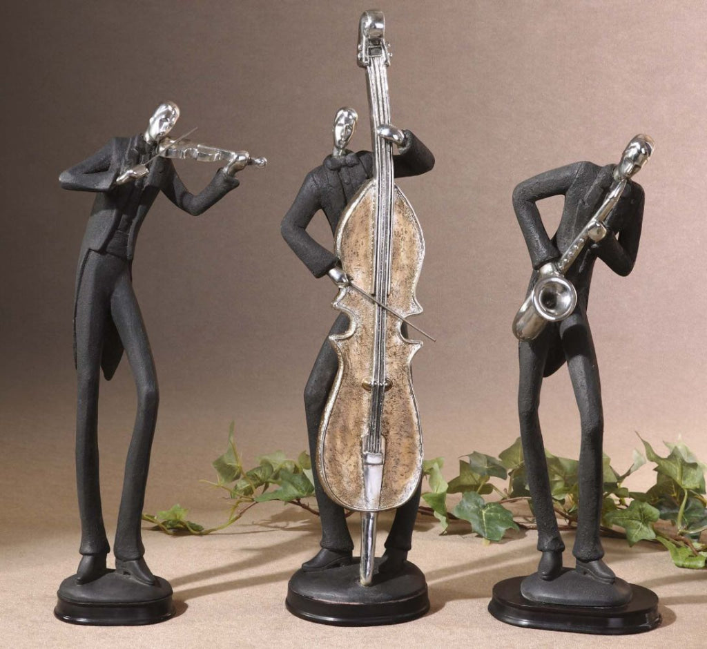 Uttermost Jazz Music 18" High Metal Musician Table Sculptures Set of 3