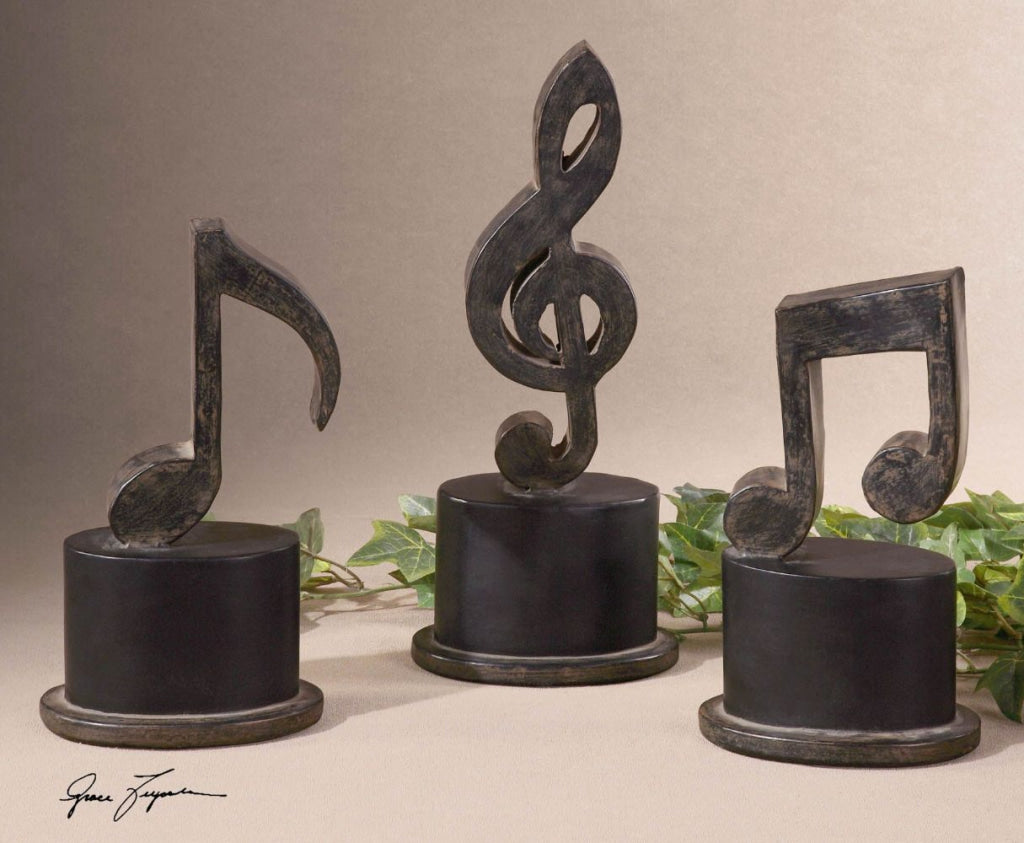 Music Notes - 11.75 inch Figurine (Set of 3) - 4.75 inches wide by 3.25 inches deep