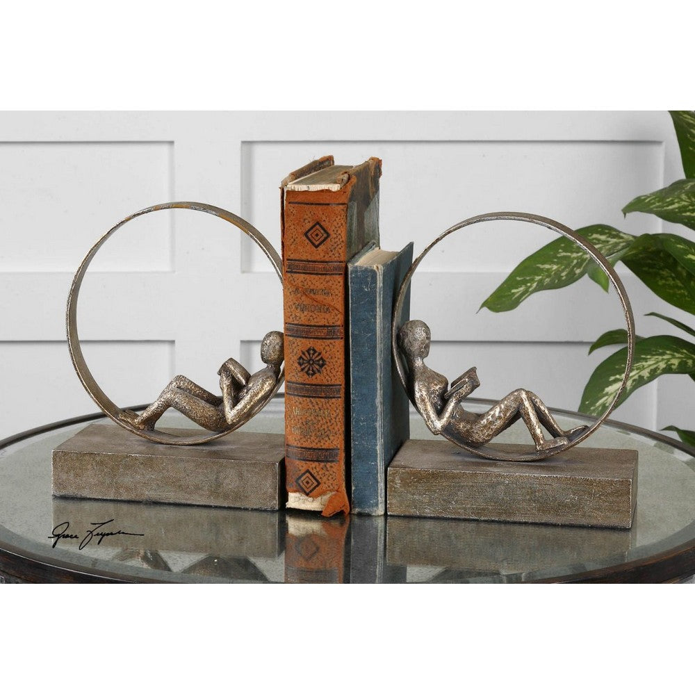 Uttermost Lounging Reader Antique Bookends Set/2 By Casagear Home UT-19596