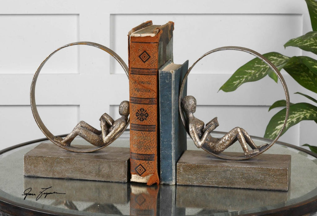 Lounging Reader - 9.75 inch Bookend (Set of 2)