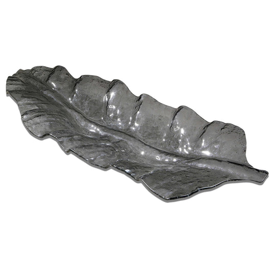 Uttermost Smoked Leaf Glass Tray By Casagear Home