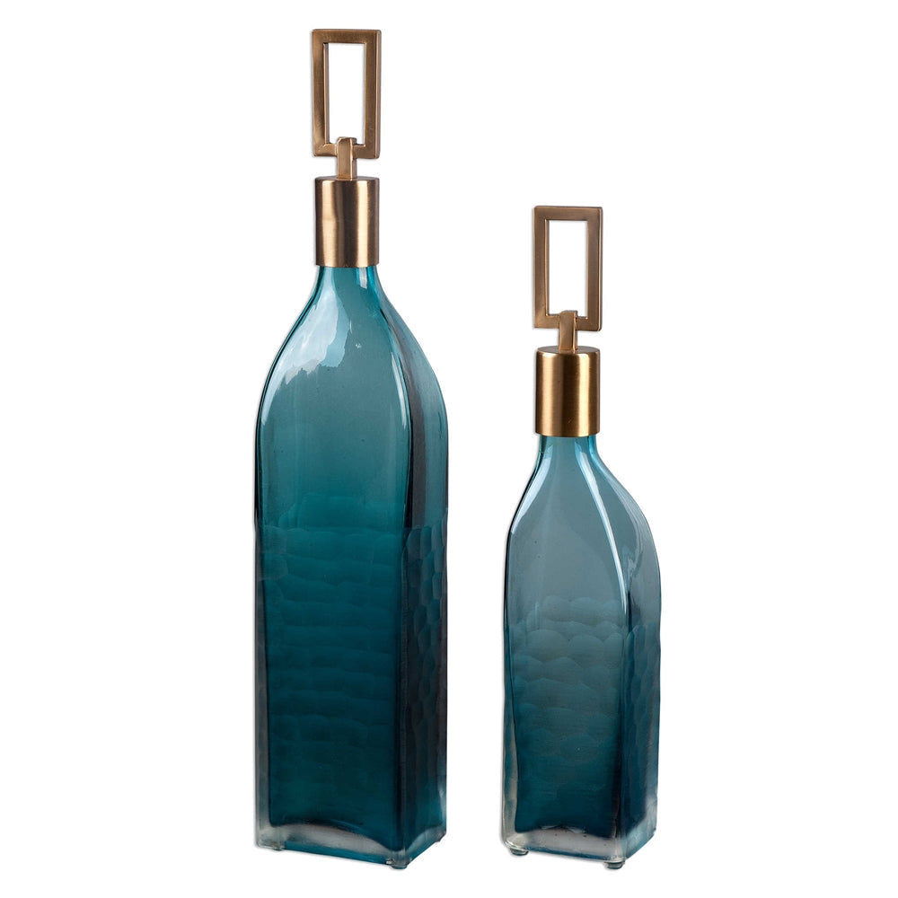 Uttermost Annabella Teal Glass Bottles, S/2 By Casagear Home