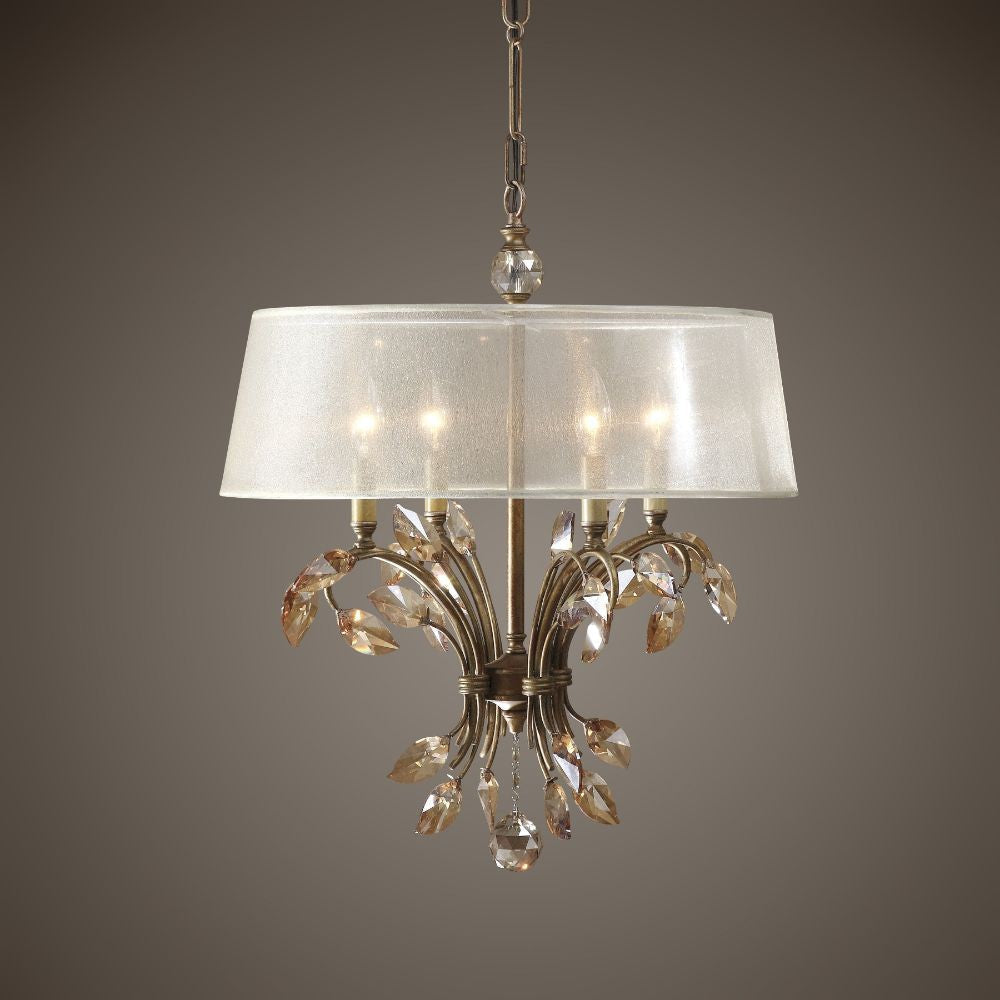 Uttermost Alenya 4 Light Gold Metal Chandelier By Casagear Home UT-21245