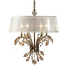 Uttermost Alenya Chandelier 4 Light Metal/Crystal/Fabric Silken Champagne Sheer Fabric -Traditional Installation