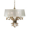 Uttermost Alenya Chandelier 6 Light Metal/Crystal/Fabric Silken Champagne Sheer Fabric -Traditional Installation