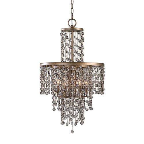 Uttermost Valka Chandelier 6 Light Steel/K9 Crystal -Traditional Installation