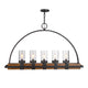 Atwood-Linear Chandelier 5 Light Rubber Wood/Glass/Steel - 51 inches Wide by 7.75 inches deep
