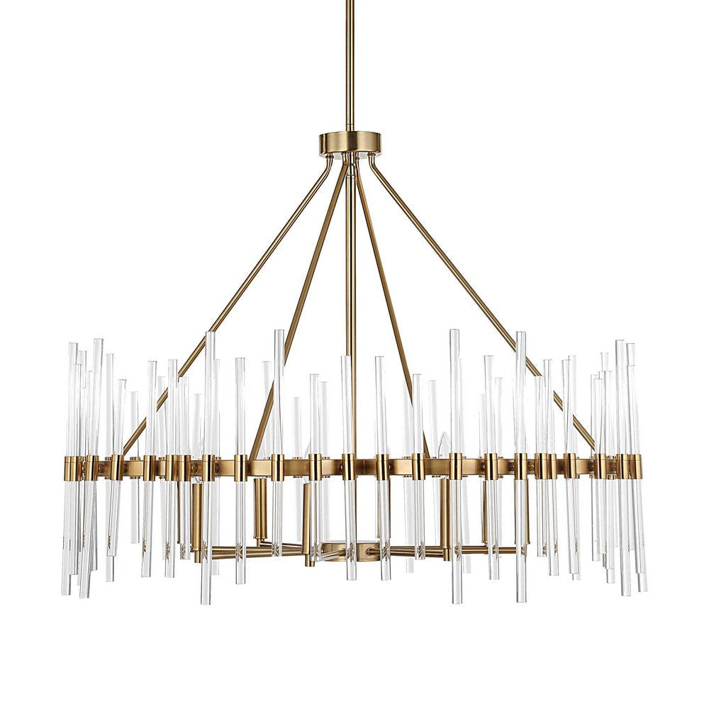 Uttermost Crystal Stick 8 Light Brass Chandelier UT-21389