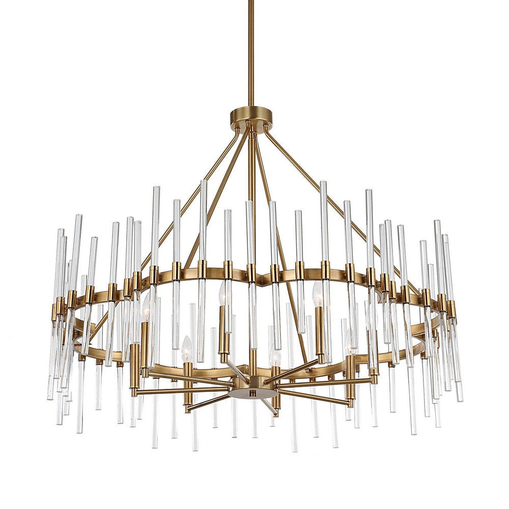 Uttermost Crystal Stick 8 Light Brass Chandelier UT-21389