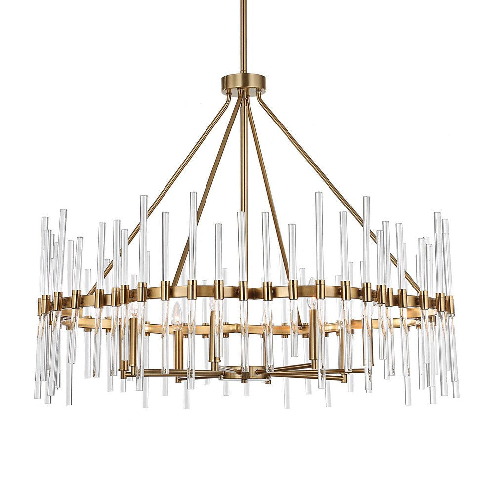 Uttermost Crystal Stick 8 Light Brass Chandelier