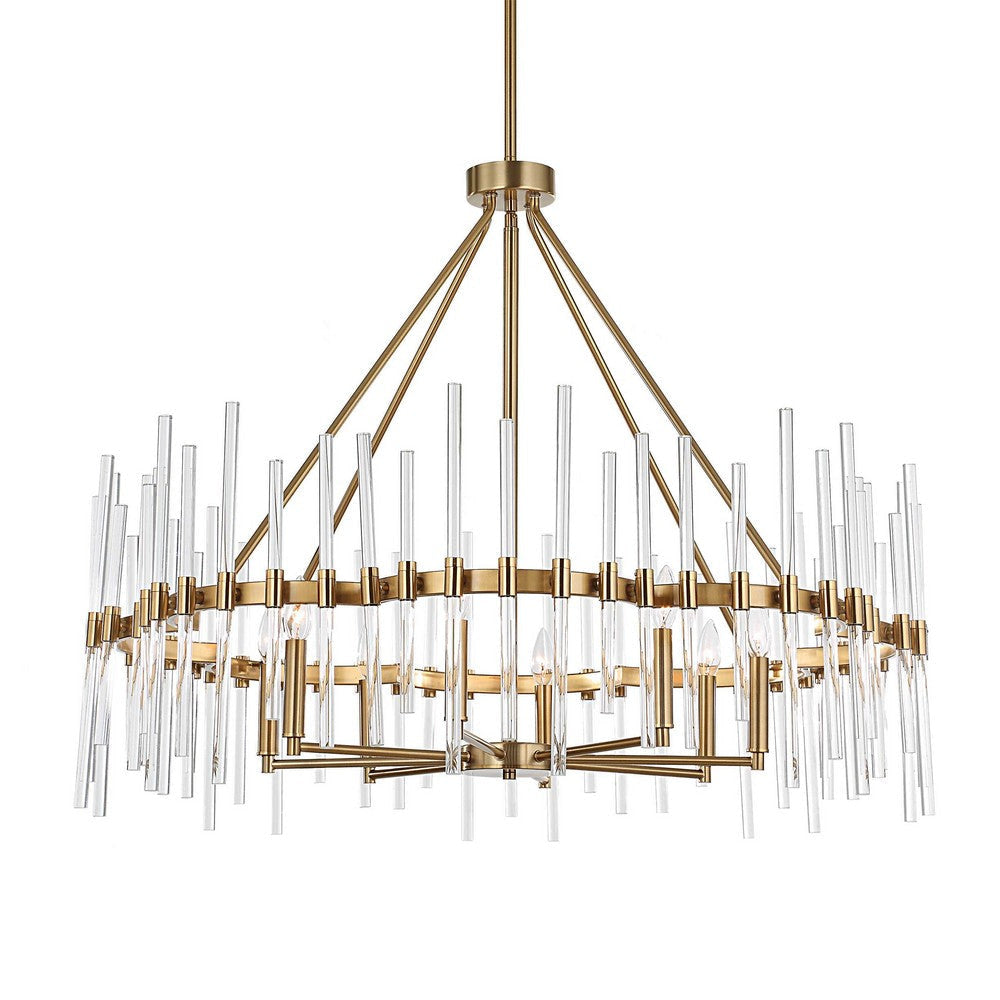 Uttermost Crystal Stick 8 Light Brass Chandelier UT-21389