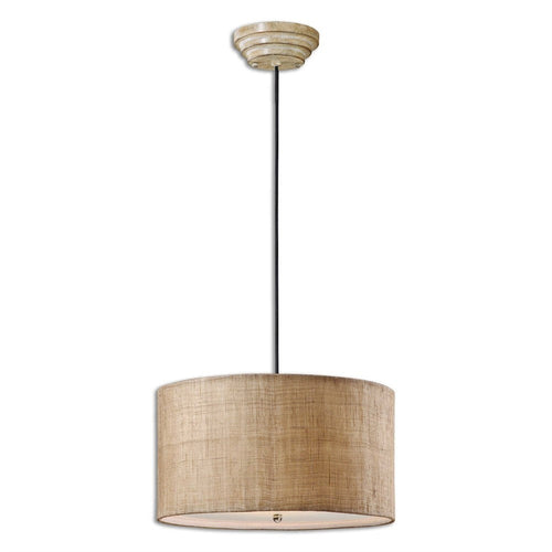 Uttermost Dafina Drum Pendant 3 Light White -Traditional Installation