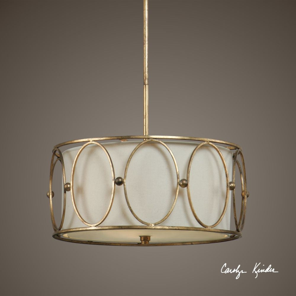 Uttermost Ovala 3 Light Gold Drum Pendant By Casagear Home UT-21955