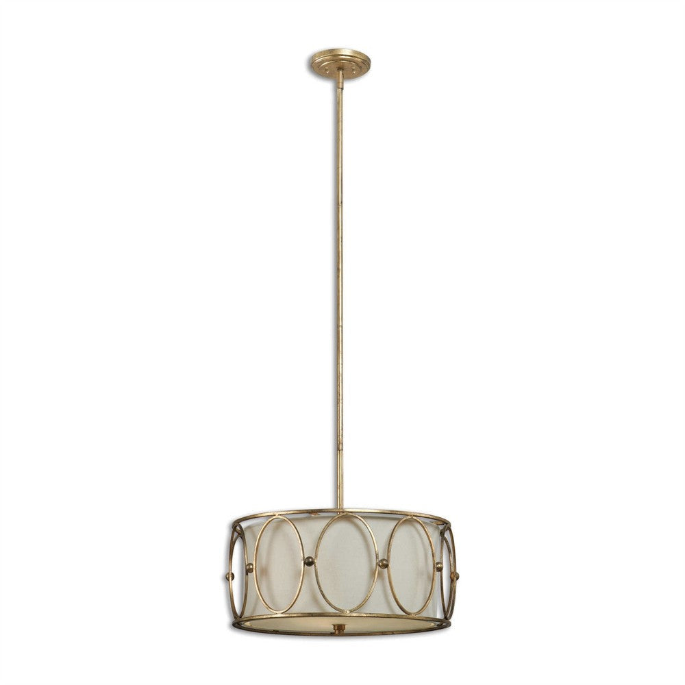 Uttermost Ovala 3 Light Gold Drum Pendant By Casagear Home