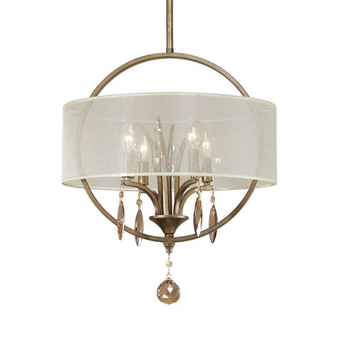Uttermost Alenya Drum Pendant 4 Light Silken Champagne Sheer Fabric - 17.75 inches Wide by inches deep