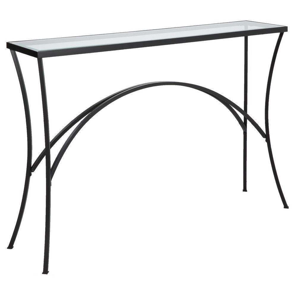 Uttermost Alayna Black Metal & Glass Console Table By Casagear Home UT-22910