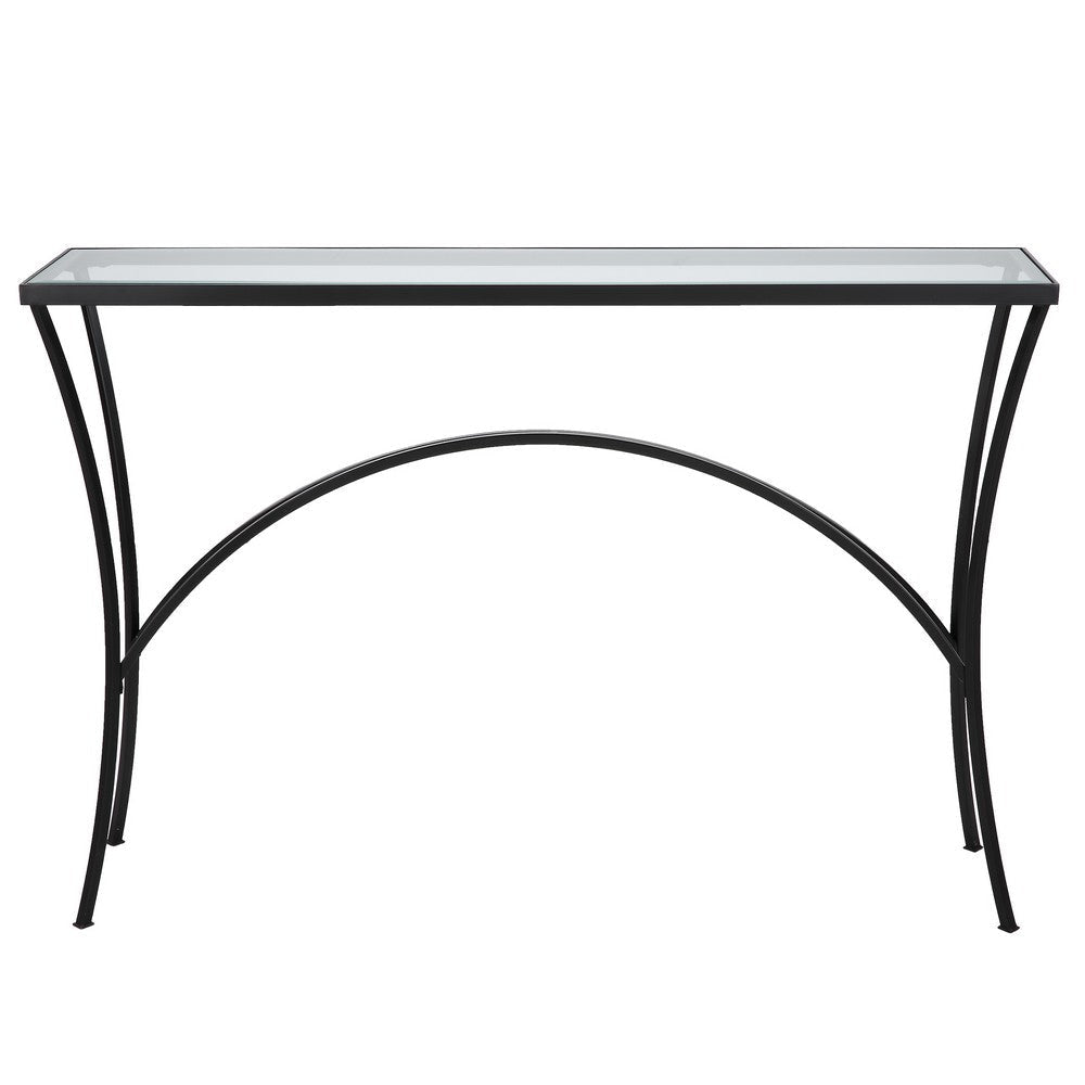 Uttermost Alayna Black Metal & Glass Console Table By Casagear Home