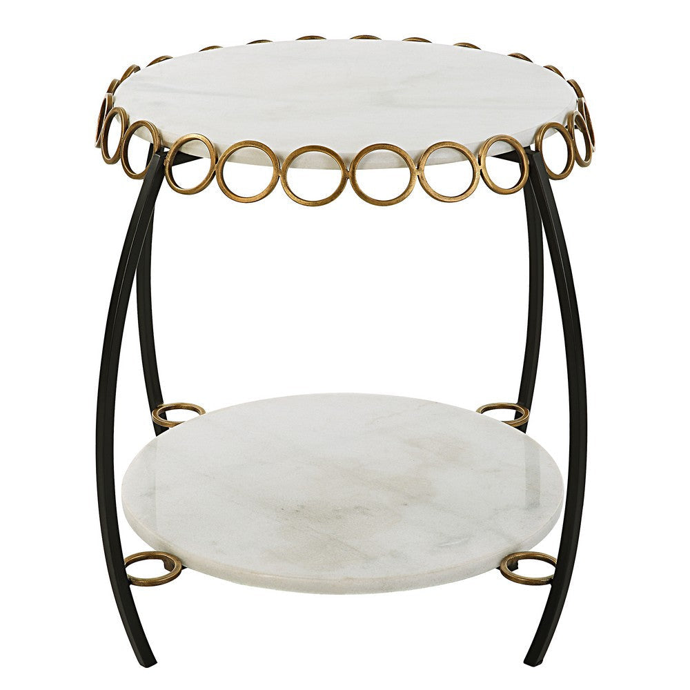 Uttermost Chainlink White Marble Side Table By Casagear Home