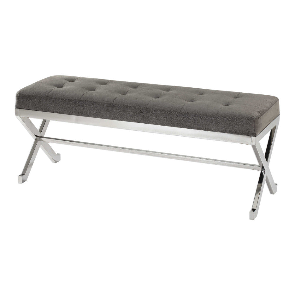 Uttermost Bijou Gray Fabric Bench By Casagear Home