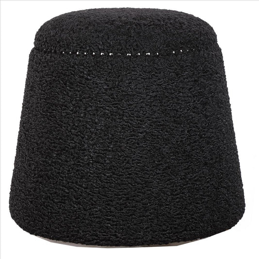 Gumdrop - 18.5 inch Ottoman - 18.5 inches wide by 18.5 inches deep-Black Faux Shearling/Black Nickel Finish