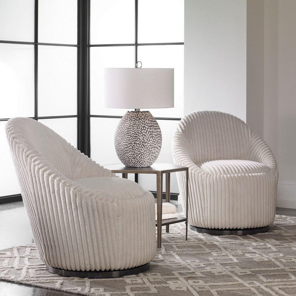 Uttermost Crue White Swivel Chair By Casagear Home UT-23578