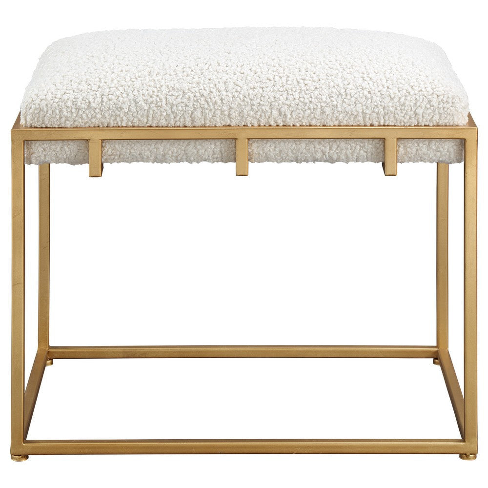 Uttermost Paradox 23 1/2" Wide White Faux Shearling Small Bench