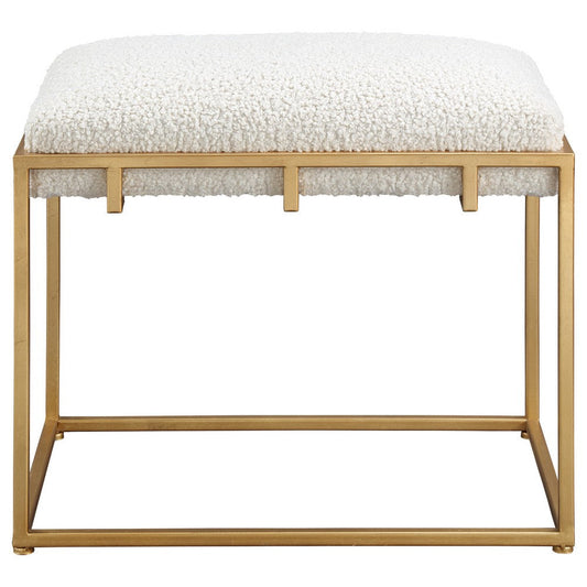 Uttermost Paradox Small Gold & White Shearling Bench By Casagear Home