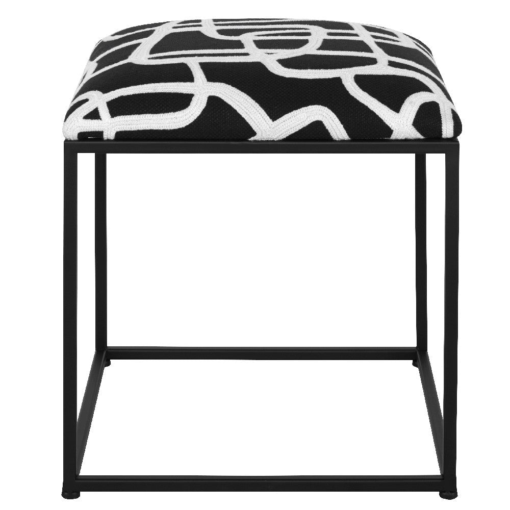 Uttermost Twist Turn Black and White Accent Stool