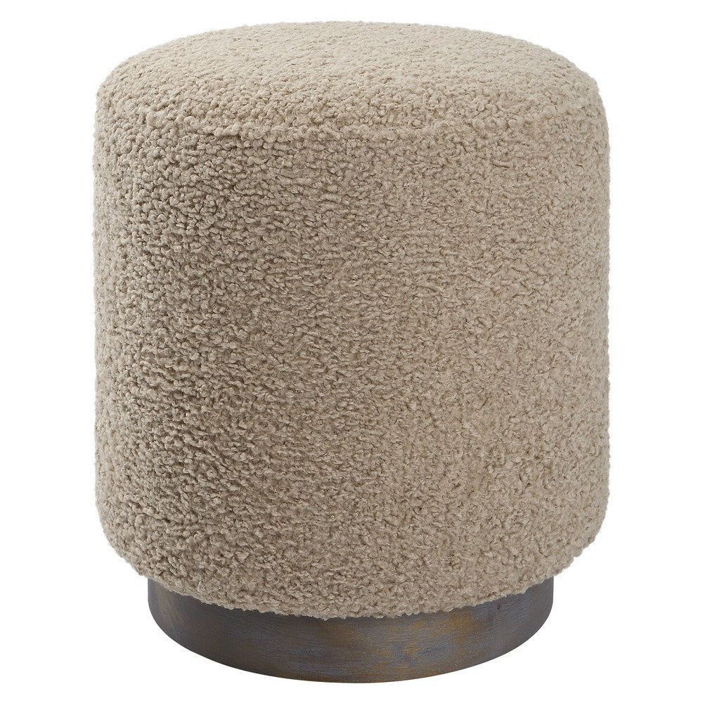 Uttermost Avila 16" Wide Wooden Base and Latte Fabric Ottoman