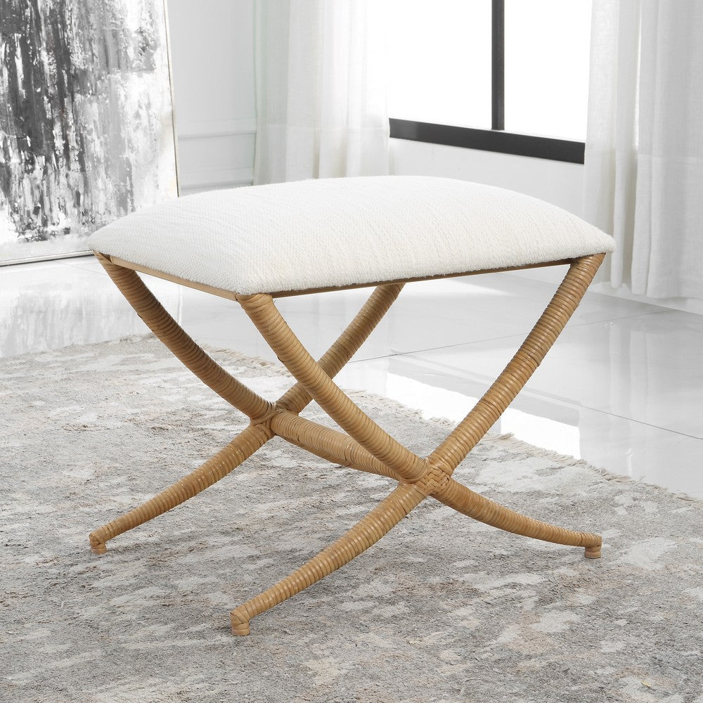 Uttermost Expedition White Fabric Small Bench By Casagear Home UT-23751