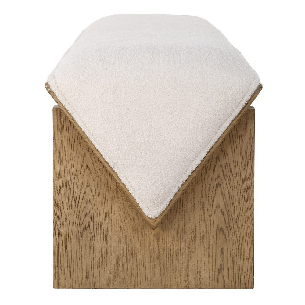Uttermost Wedged Bench - 59’’ W x 17’’ H Soft Ivory Modern Living Room UT-23806
