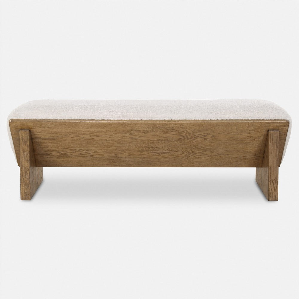 Uttermost Wedged Bench - 59" W x 17" H, Soft Ivory, Modern, Living Room