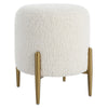 Uttermost Arles White Shearling Brass Ottoman By Casagear Home