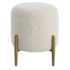 Uttermost Arles White Shearling Brass Ottoman By Casagear Home UT-23821