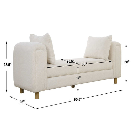 Uttermost Repose Oversized Ivory Bench