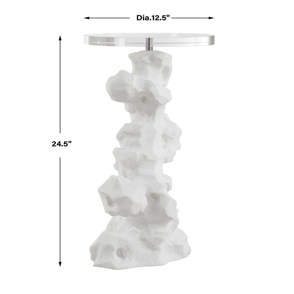 Uttermost Remnant White Stone Drink Table