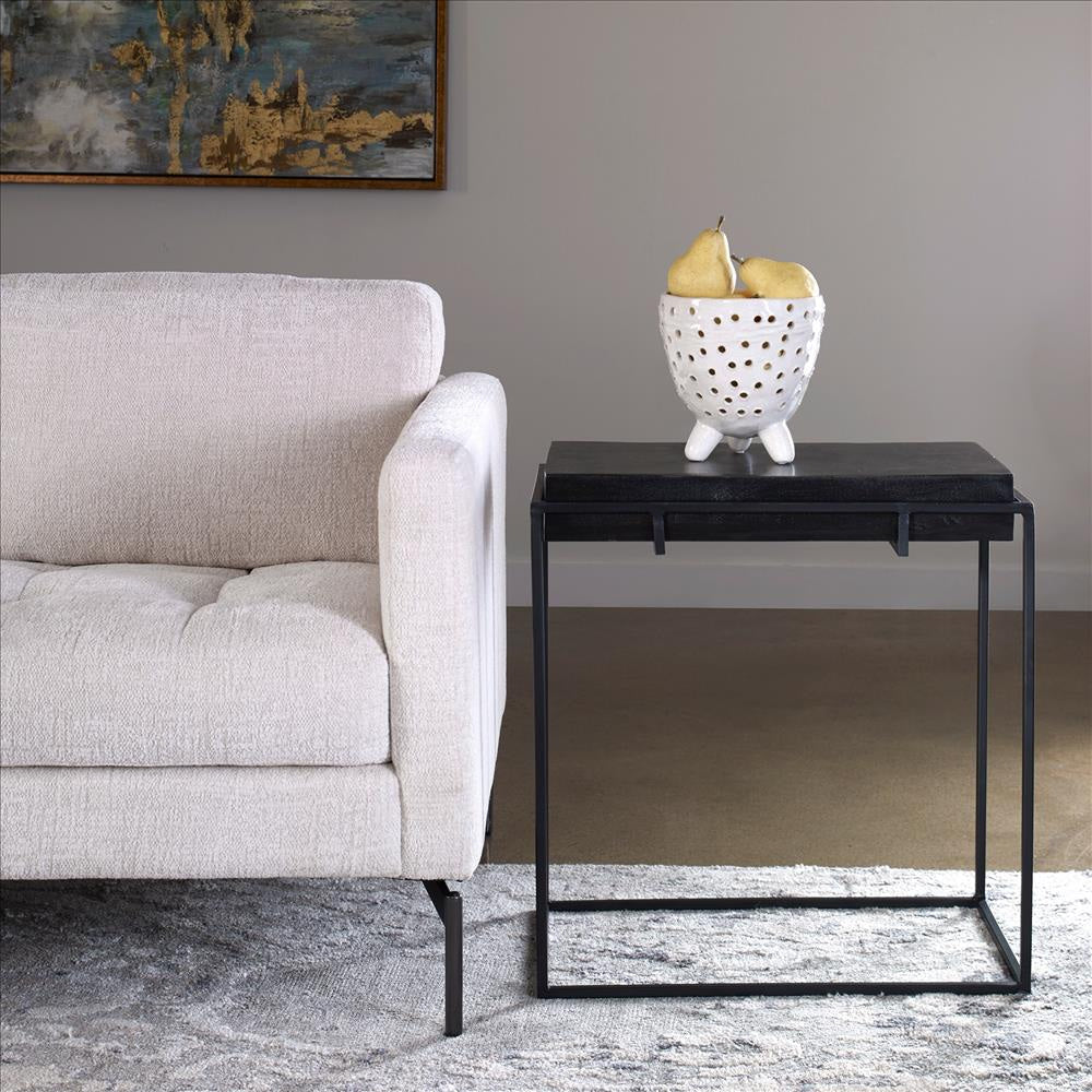 Uttermost Telone Modern Black Side Table By Casagear Home UT-25106