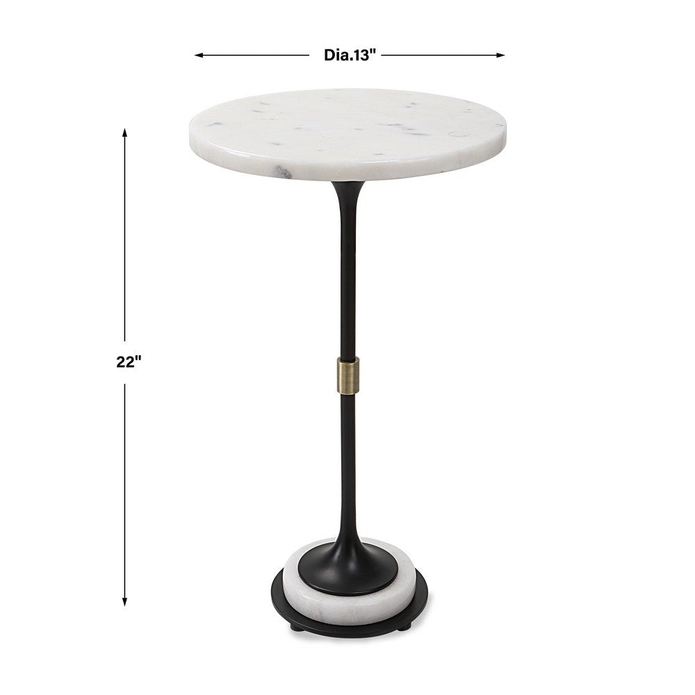 Uttermost Sentry White Marble Accent Table By Casagear Home UT-25231