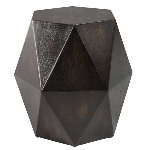Volker - Geometric Accent Table-18 Inches Tall and 18 Inches Wide-Worn Black/Natural Distress Finish