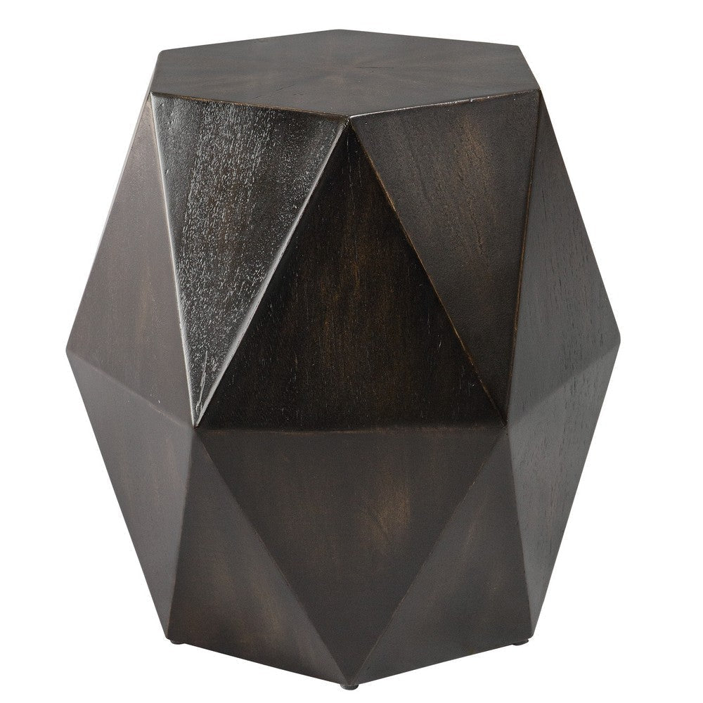Volker - Geometric Accent Table-18 Inches Tall and 18 Inches Wide-Worn Black/Natural Distress Finish