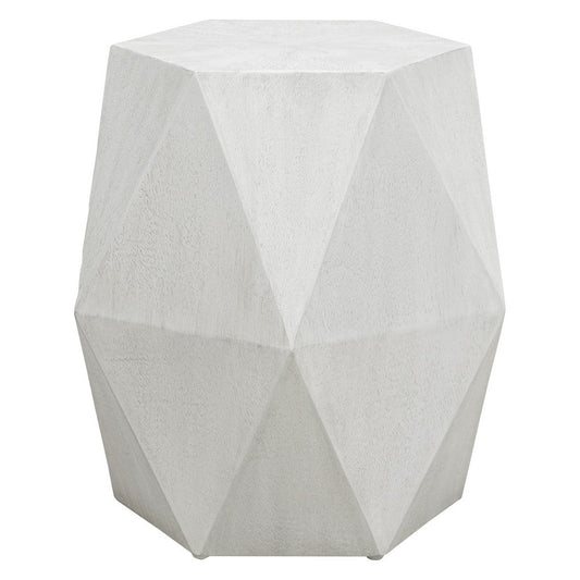 Volker - Geometric Accent Table-18 Inches Tall and 18 Inches Wide-White Ceruse Finish