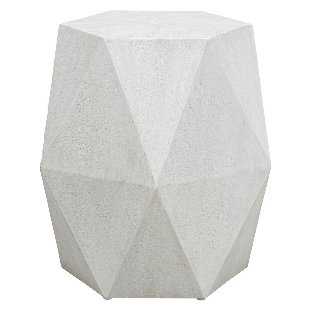Volker - Geometric Accent Table-18 Inches Tall and 18 Inches Wide-White Ceruse Finish