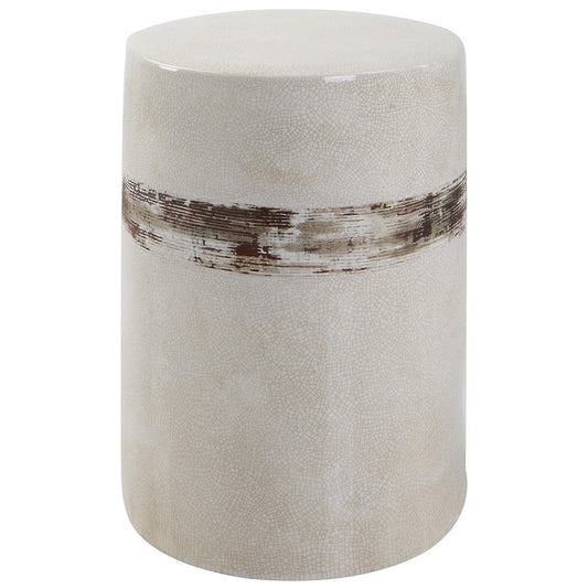 Uttermost Comanche Farmhouse Ceramic Garden Stool in Off White Finish