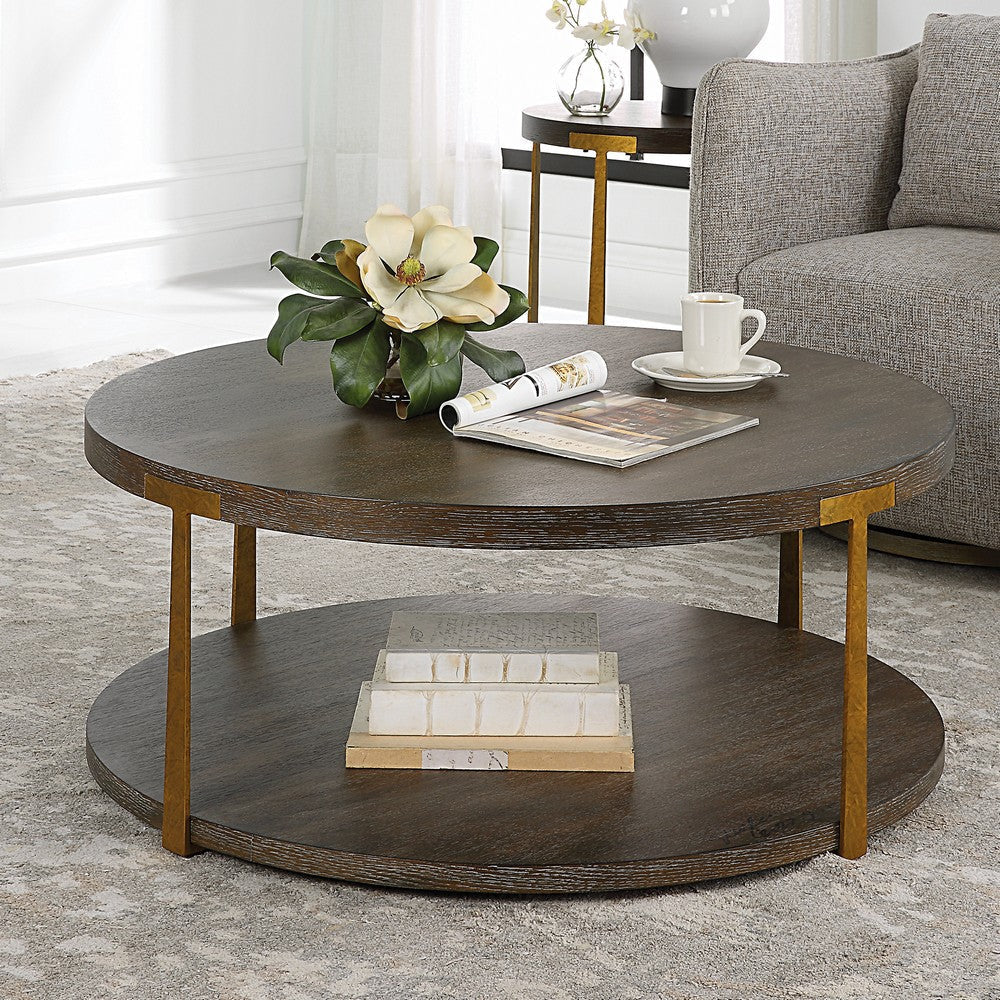 Uttermost Palisade Round Wood Coffee Table By Casagear Home UT-25555